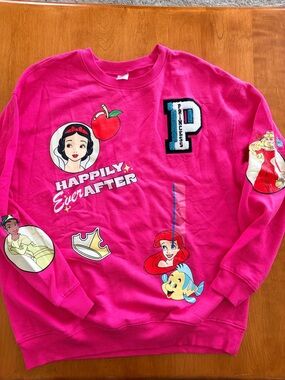 Disney Hot Pink Princess Patch Graphic Sweatshirt